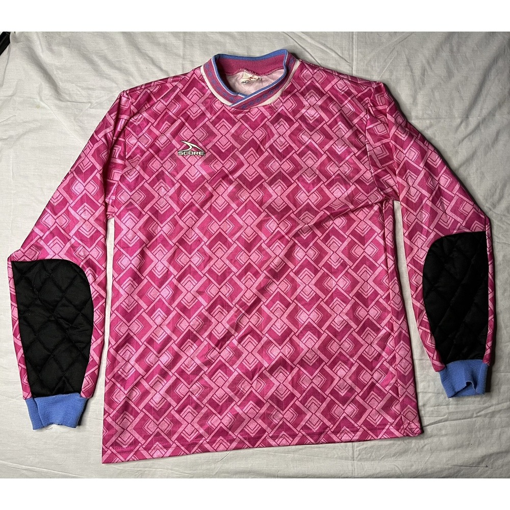 Score Soccer Jersey Adult Size Medium Diamond Pink Long Sleeve Vintage 1990s